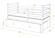 Dětská postel RACEK P color s vysokou zábranou + matrace + rošt ZDARMA