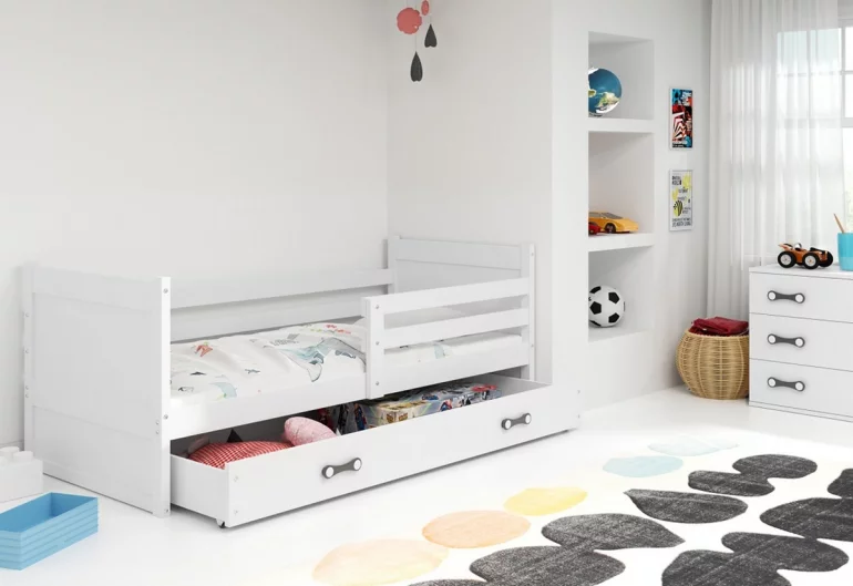 Detská posteľ FIONA P1 COLOR + ÚP + matrace + rošt ZDARMA, 80x190 cm, biela/biela