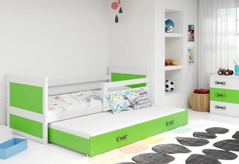 Detská posteľ FIONA P2 + matrac + rošt ZADARMO, 80x190 cm, biela/zelená