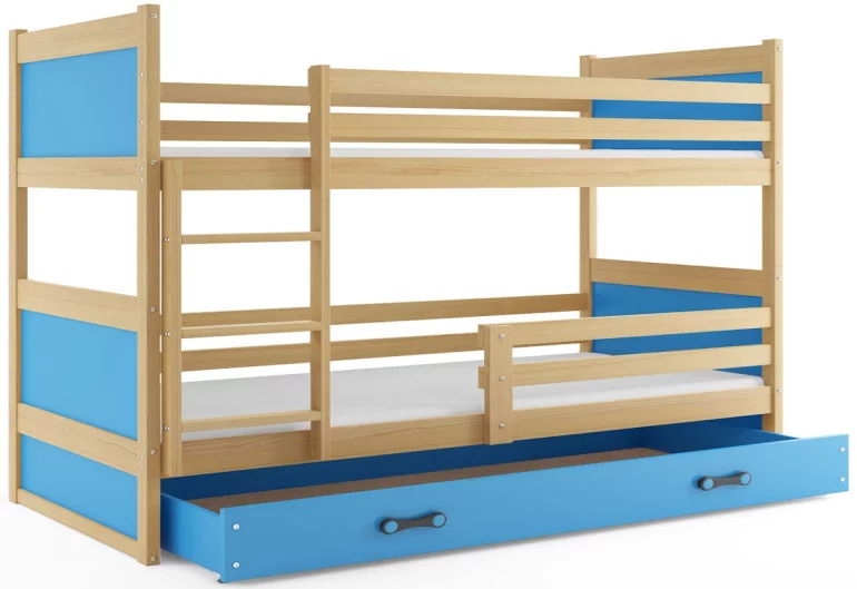 Detská poschodová posteľ FIONA 2 COLOR + úložný priestor + matrac + rošt ZADARMO