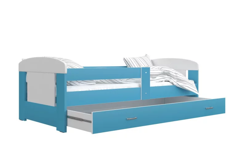 Detská posteľ JAKUB P1 COLOR, 80x160 cm, s ÚP, biely/modrý
