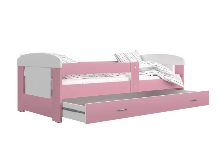 Detská posteľ JAKUB P1 COLOR, 80x160 cm, s ÚP, biely/ružový