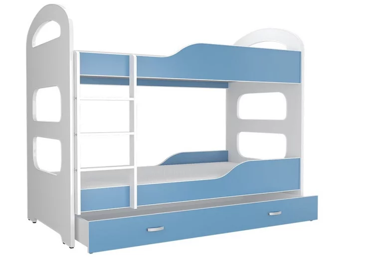 Detská poschodová posteľ PATRIK 2 COLOR 160x80 cm, biely/modrý
