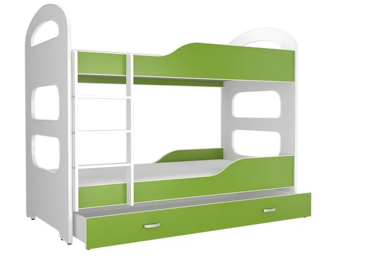 Detská poschodová posteľ PATRIK 2 COLOR 180x80 cm, biely/zelený