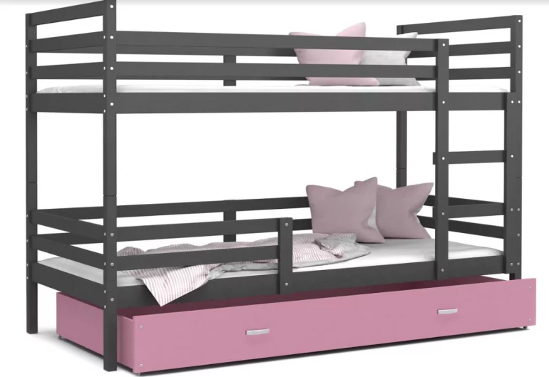 Detská posteľ RACEK B 2 COLOR, 190x90 cm, šedý/ružový
