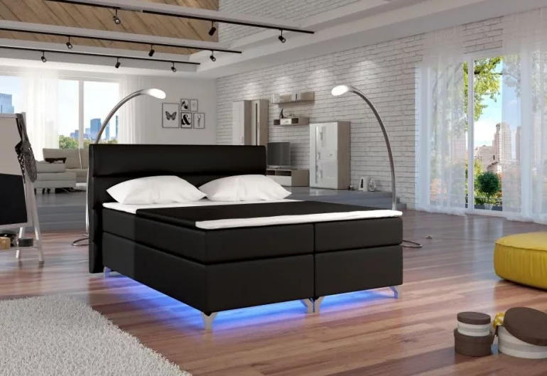 Čalúnená posteľ BASILIO, bez LED, 160x200 cm, soft 011 black