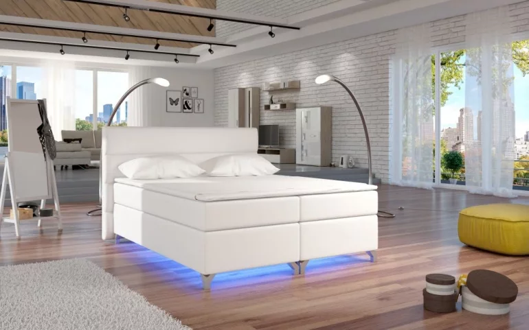 Čalúnená posteľ BASILIO, bez LED, 160x200 cm, soft 017 white