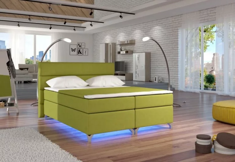 Čalúnená posteľ BASILIO, bez LED, 160x200 cm, jasmine 35