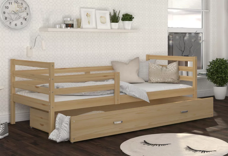 Detská drevená posteľ RACEK P1 + matrac + rošt ZADARMO