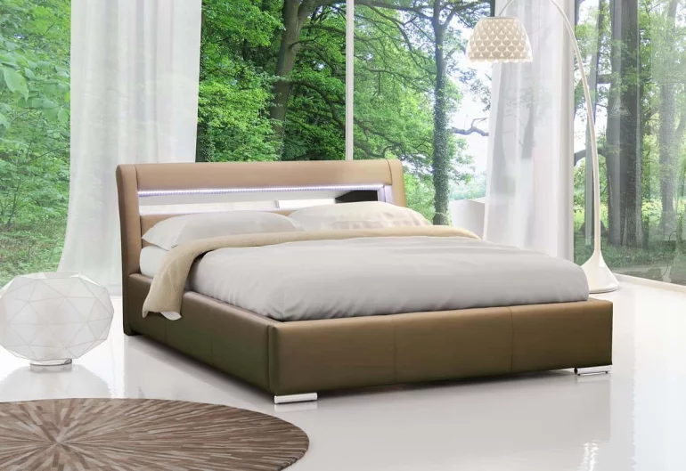 Čalúněná posteľ ZENONE s LED osvetlením s matracom, 120x200