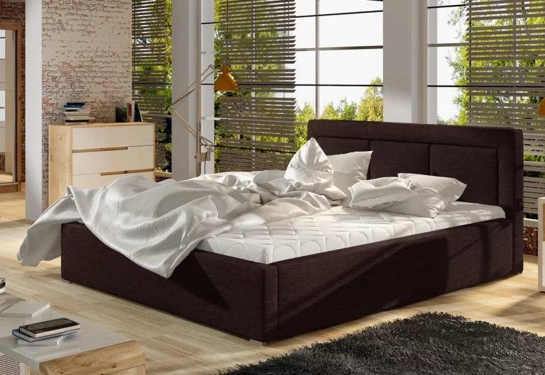Čalúnená manželská posteľ LUGONA + úložný priestor + rošt