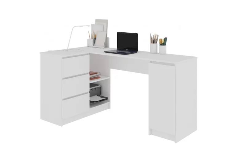 Písací stôl KORDA B20, 155x77x85/48,5, biely, ľavý