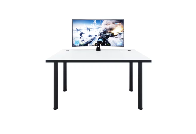 Počítačový herný stôl CODE X1, 135x73-76x65, biela/čierne nohy + USB HUB