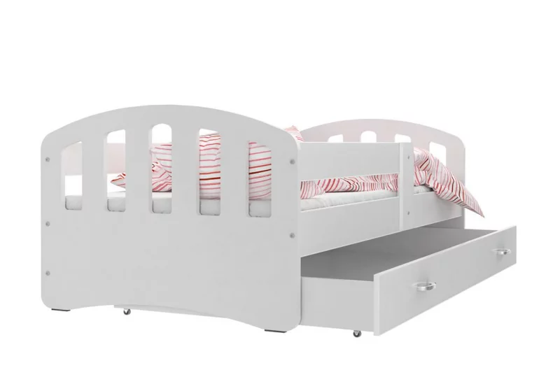 Detská posteľ ŠTÍSTKO P1 COLOR + matrac + rošt ZADARMO, 140x80 cm, biela/biela