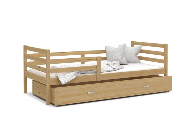 Detska drevena posteľ RACEK P1 + matrac + rošt ZADARMO, masiv, 190x80 cm, borovice