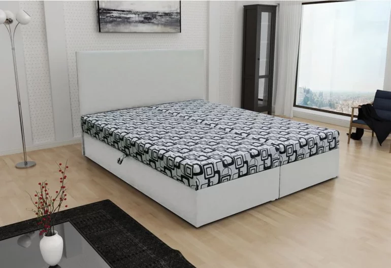 Manželská posteľ THOMAS vrátane matraca, 160x200, Dolaro 511 biely/Siena šedý