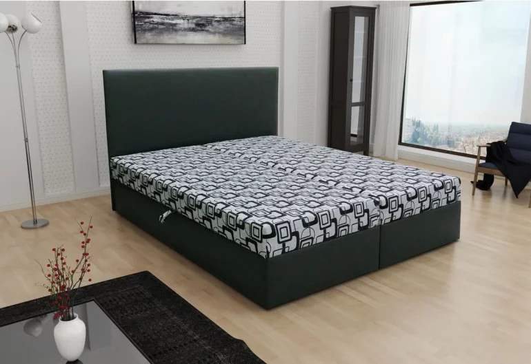 Manželská posteľ THOMAS vrátane matraca, 180x200, Dolaro 8 čierny/Siena šedý