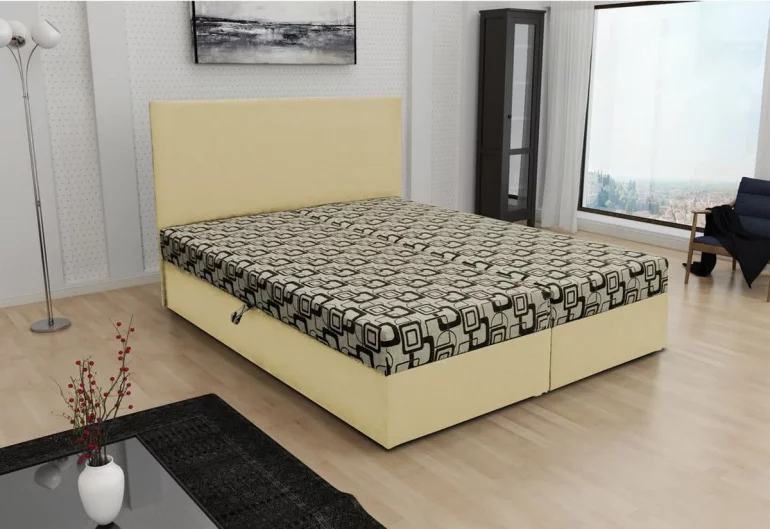 Manželská posteľ THOMAS vrátane matraca, 180x200, Dolaro 100 krémový/Siena 555
