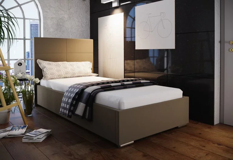 Jednolôžková čalúnená posteľ NASTY 4 + rošt + matrac, 80x200
