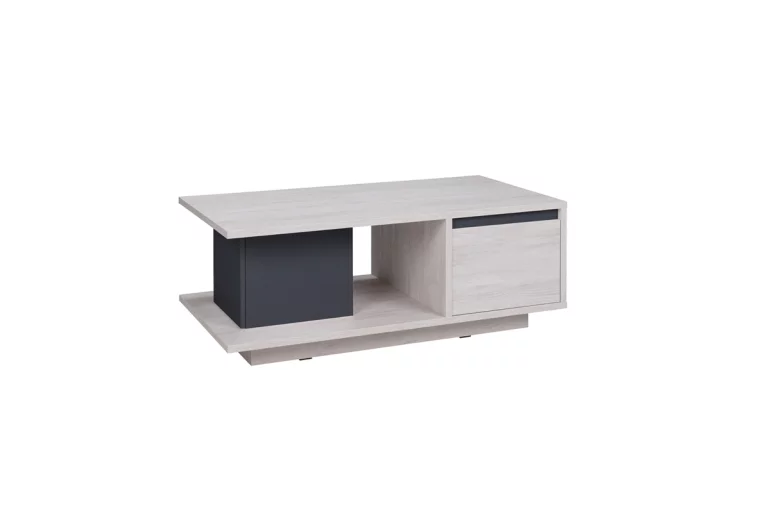 Konferenčný stolík KOLOREDO, 120x46x65, dub biely/grafit lesk