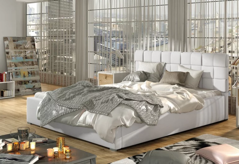 Čalúnená manželská posteľ UNDER + úložný priestor + rošt