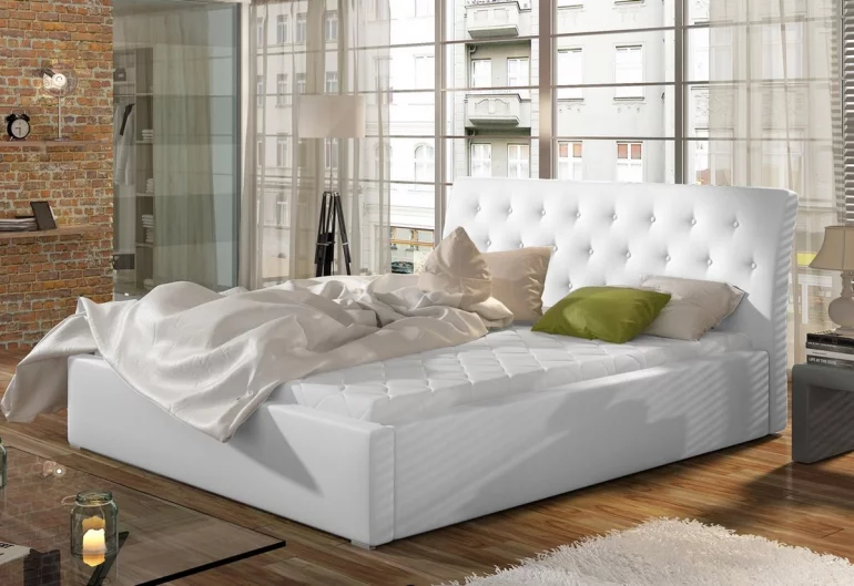 Čalúnená manželská posteľ NEAPOL + úložný priestor + rošt