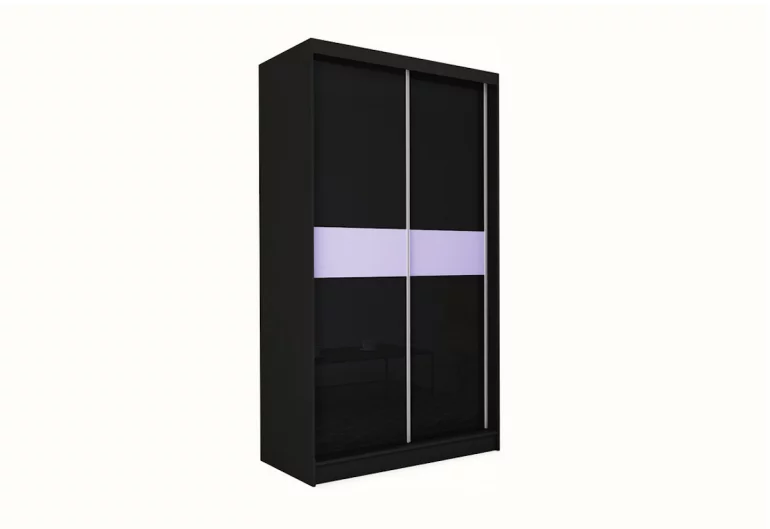 Skriňa s posuvnými dverami ALEXA, čierna/biele sklo, 150x216x61