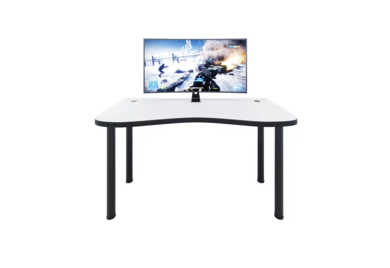 Počítačový herný stôl CODE Y1, 135x73-76x65, biela/čierne nohy