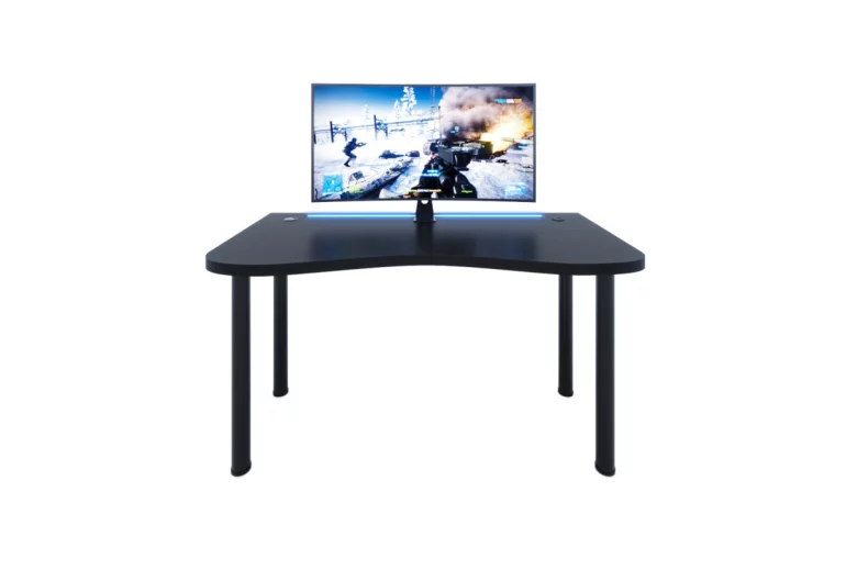 Počítačový herný stôl CODE Y2 s LED, 135x73-76x65, čierna/čierne nohy